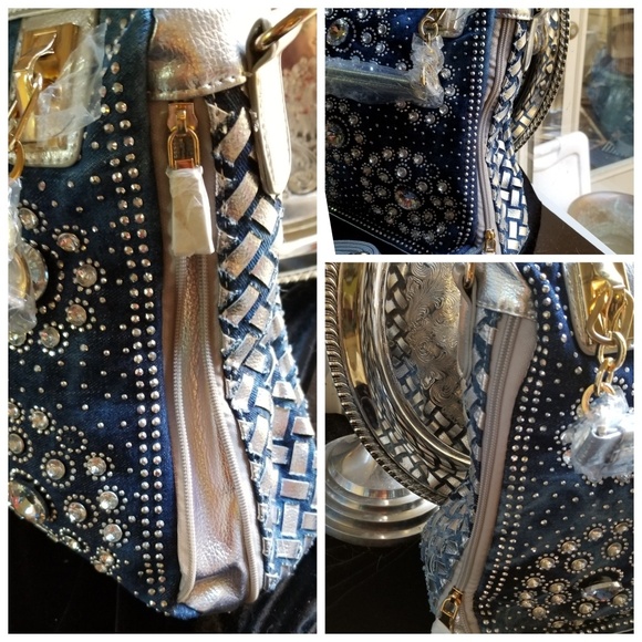 Designer Denim Bling Shoulder/Crossbody Bag NWT - Picture 6 of 7